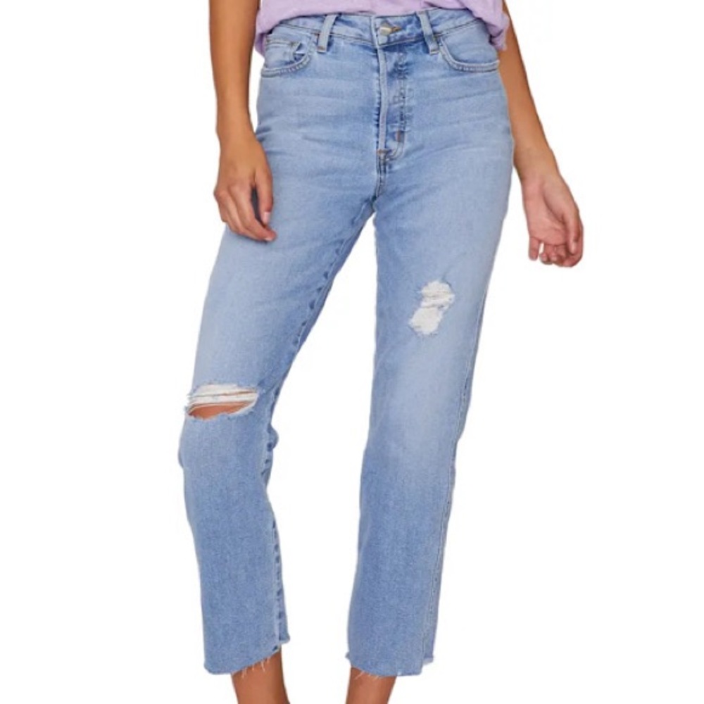 SANCTUARY Alt Ripped Raw Hem Tapered Jeans